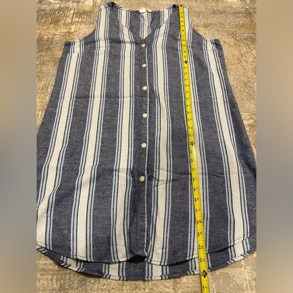 GAP Linen Blend Blue & White Stripe Shift Dress, Size Large EUC Summer Comfort - Picture 6 of 7